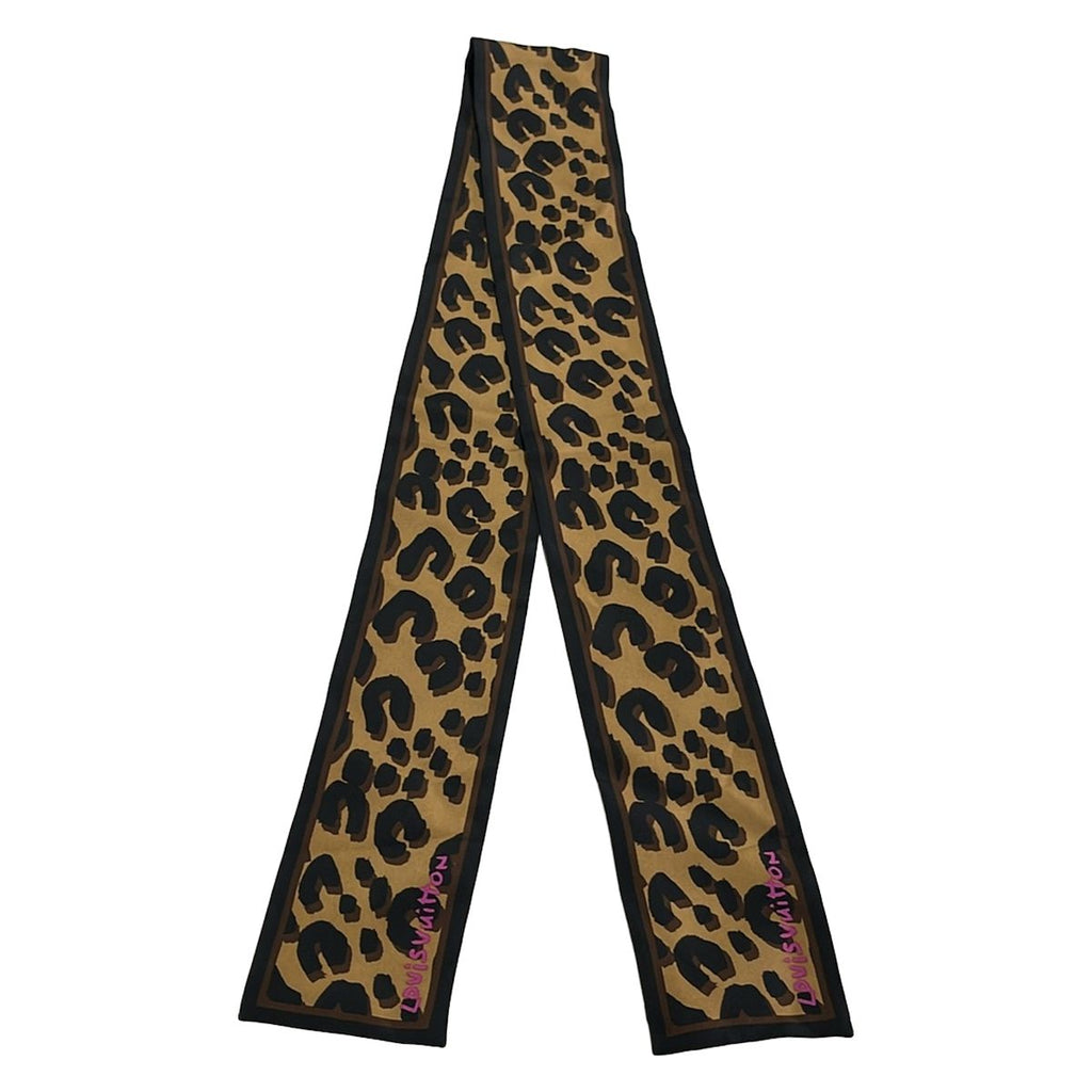 Louis Vuitton Scarf Bandeau Leopard Beige Black Dark Brown Ribbon — view 4