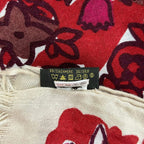 Louis Vuitton Shawl Bordeaux Pink Multi Floral Pattern Cashmere Silk Scarf — view 3