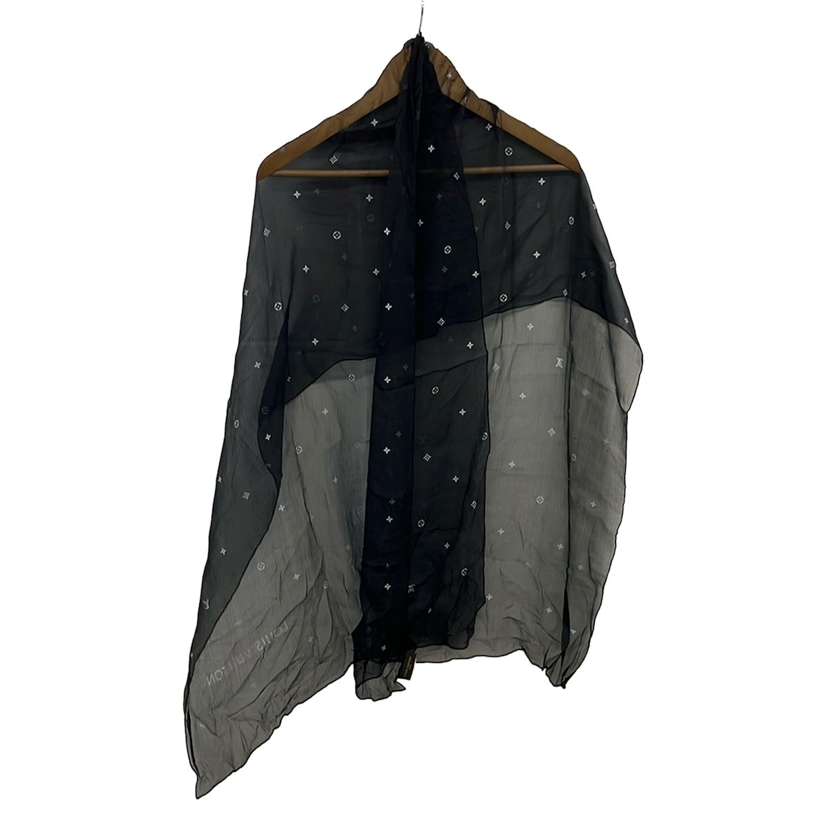 Louis Vuitton Shawl Monogram Plume Noir Silk Scarf