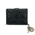 Dior Bifold Wallet Lady Black Silver Leather