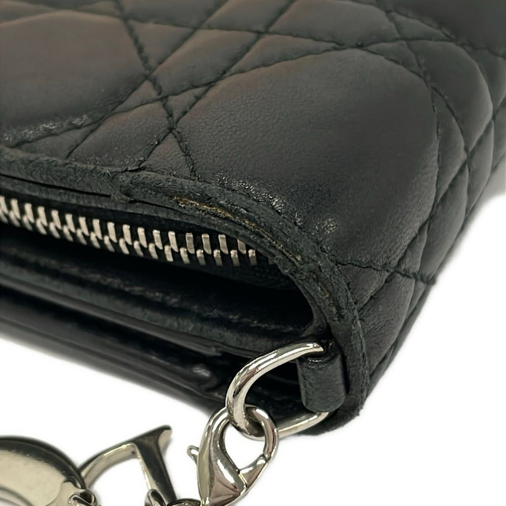 Dior Bifold Wallet Lady Black Silver Leather — view 7