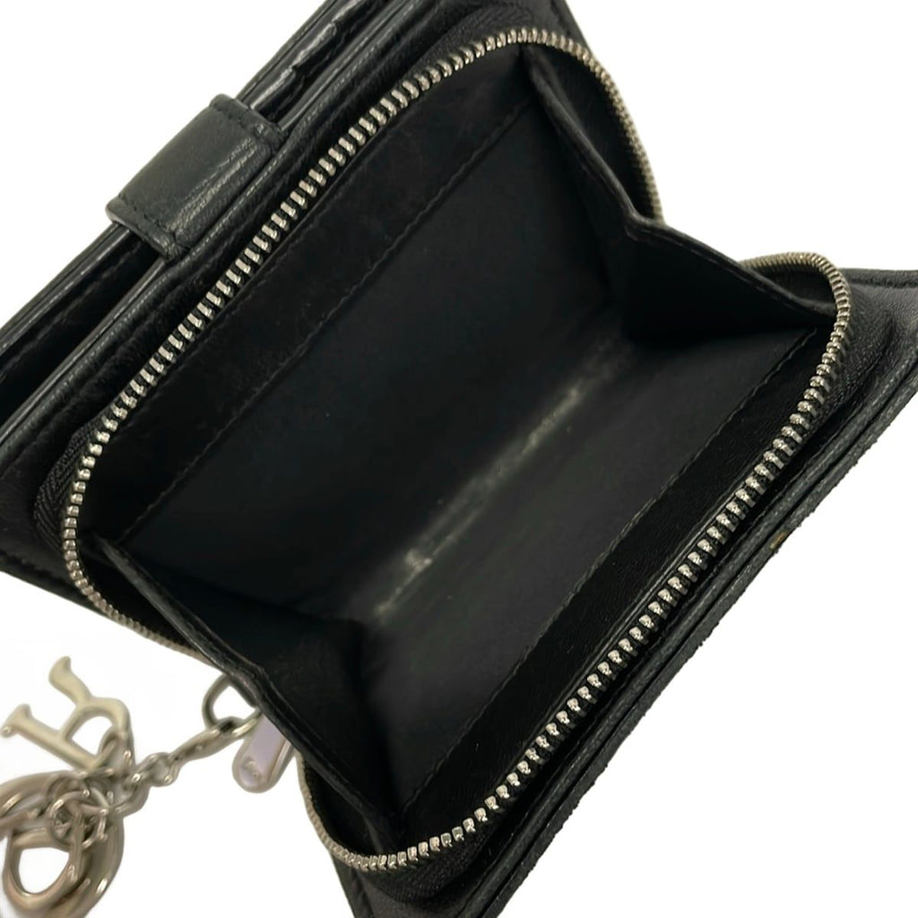 Dior Bifold Wallet Lady Black Silver Leather — view 5