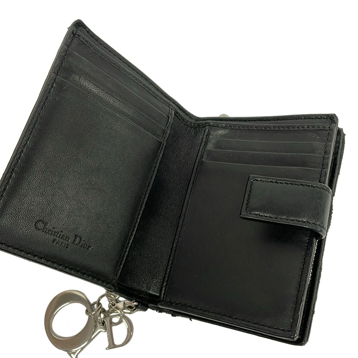 Dior Bifold Wallet Lady Black Silver Leather — view 3