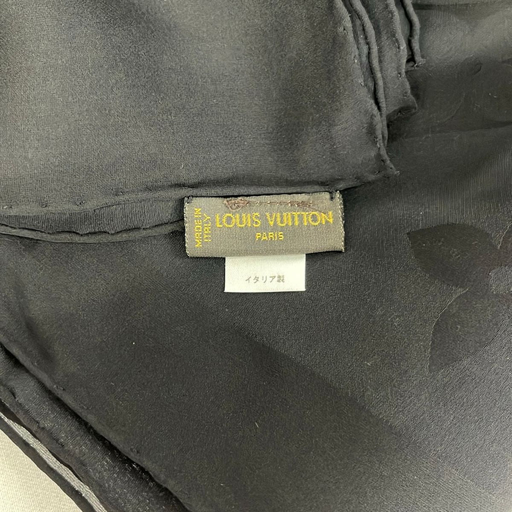 Louis Vuitton Shawl Black Lame Monogram Pattern Silk Scarf — view 2