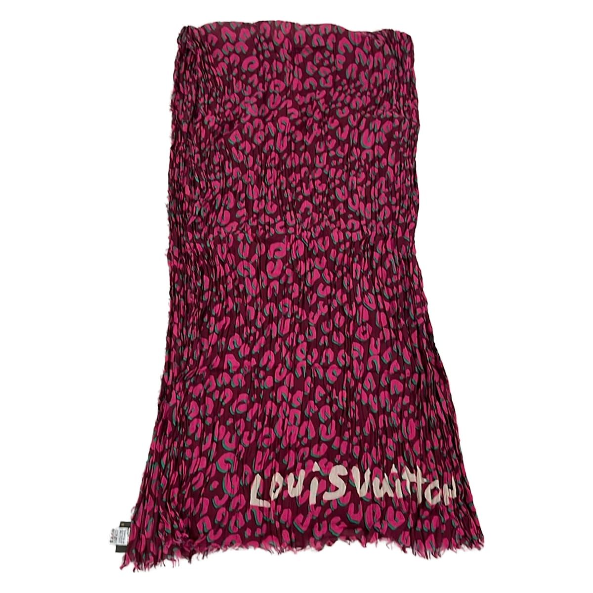 Louis Vuitton Shawl Paleo Leopard Rouge Fauvist Cotton Scarf — view 4