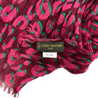 Louis Vuitton Shawl Paleo Leopard Rouge Fauvist Cotton Scarf — view 2