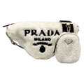 Prada Shoulder Bag Terry White Black Strap Removable