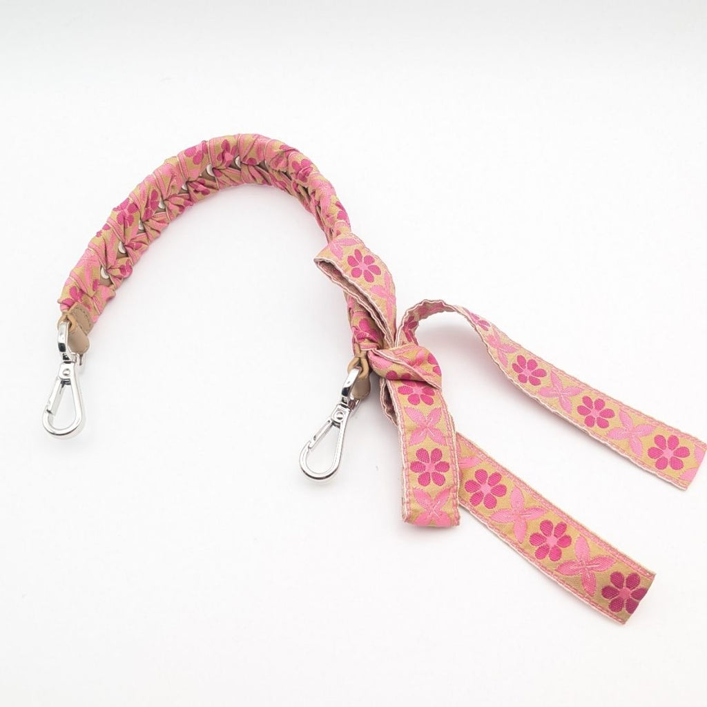 Fendi Shoulder Strap Yue Short Flower Ribbon Beige Pink Silver