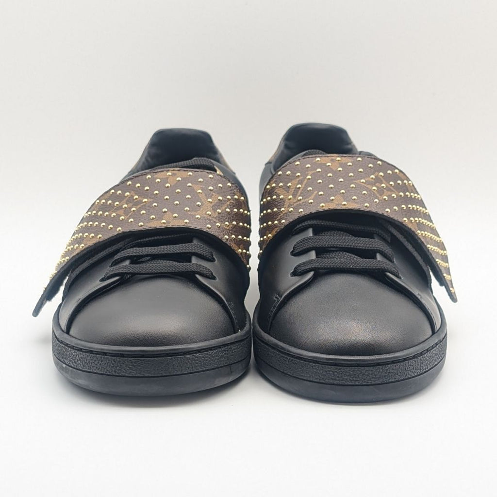 Louis Vuitton Front Row Line Monogram Studs Black Velcro Strap Sneakers — view 3