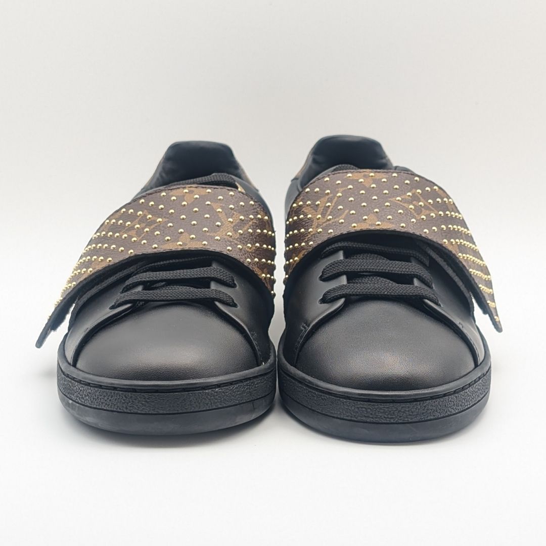 Louis Vuitton Front Row Line Monogram Studs Black Velcro Strap Sneakers — view 3