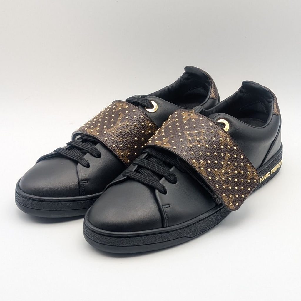 Louis Vuitton Front Row Line Monogram Studs Black Velcro Strap Sneakers