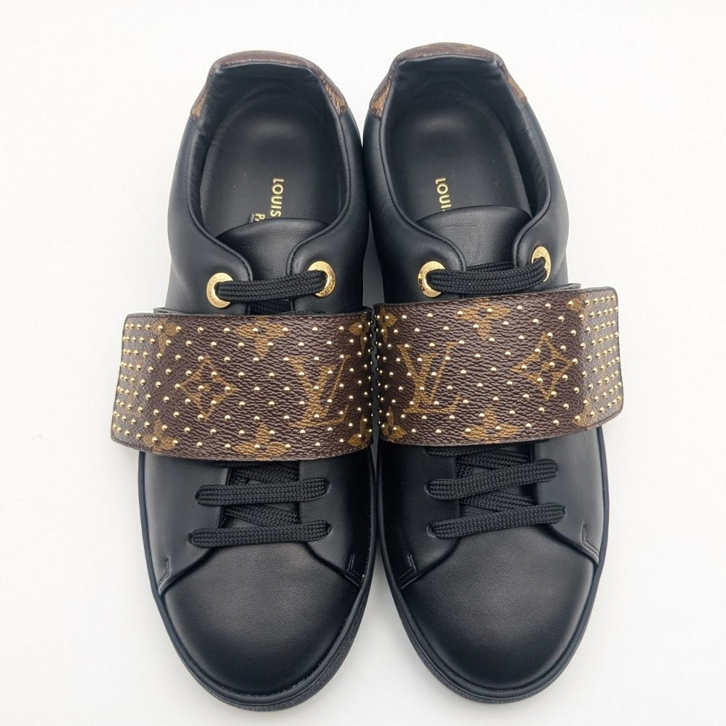 Louis Vuitton Front Row Line Monogram Studs Black Velcro Strap Sneakers — view 5