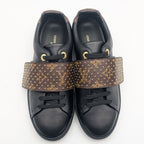 Louis Vuitton Front Row Line Monogram Studs Black Velcro Strap Sneakers — view 5