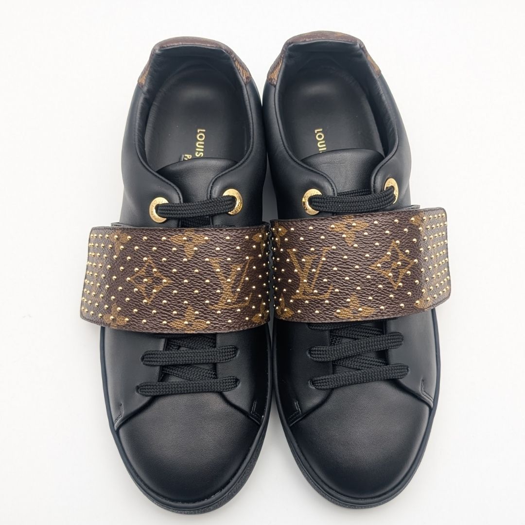 Louis Vuitton Front Row Line Monogram Studs Black Velcro Strap Sneakers — view 5