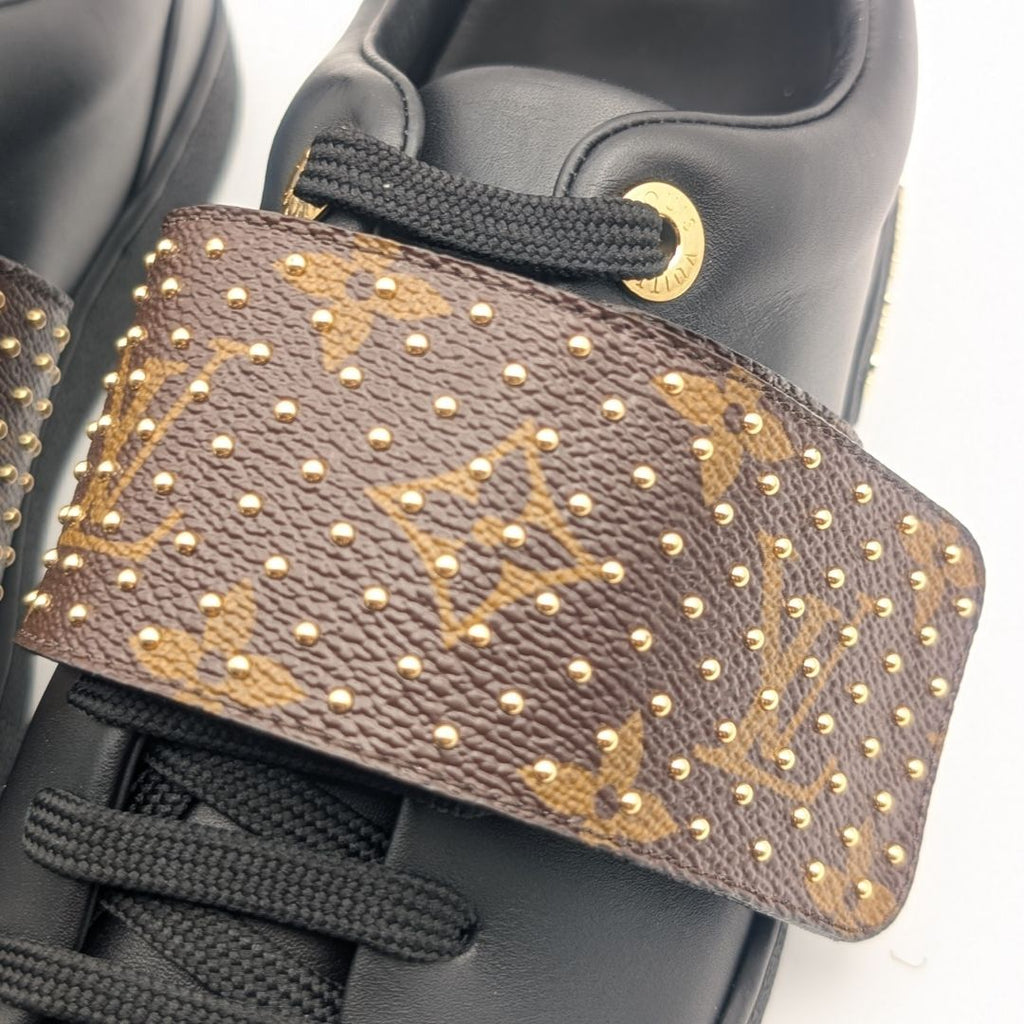 Louis Vuitton Front Row Line Monogram Studs Black Velcro Strap Sneakers — view 8
