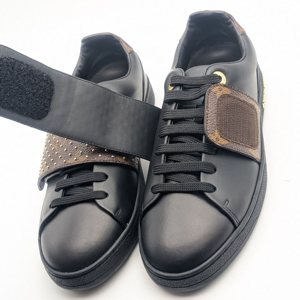 Louis Vuitton Front Row Line Monogram Studs Black Velcro Strap Sneakers — view 7