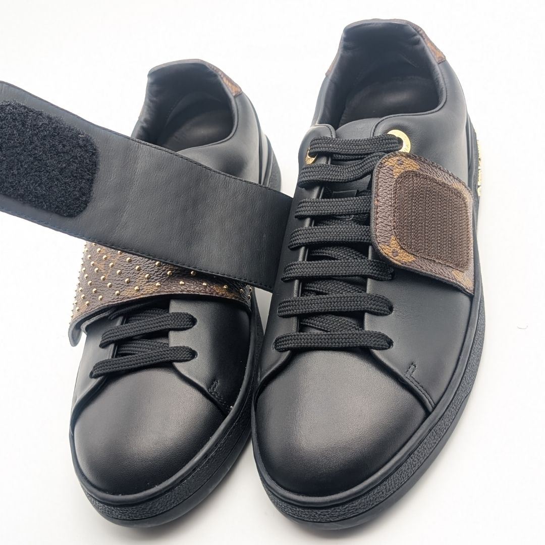 Louis Vuitton Front Row Line Monogram Studs Black Velcro Strap Sneakers — view 7