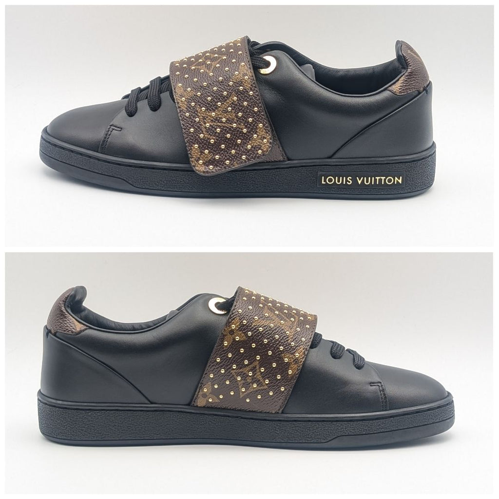 Louis Vuitton Front Row Line Monogram Studs Black Velcro Strap Sneakers — view 2