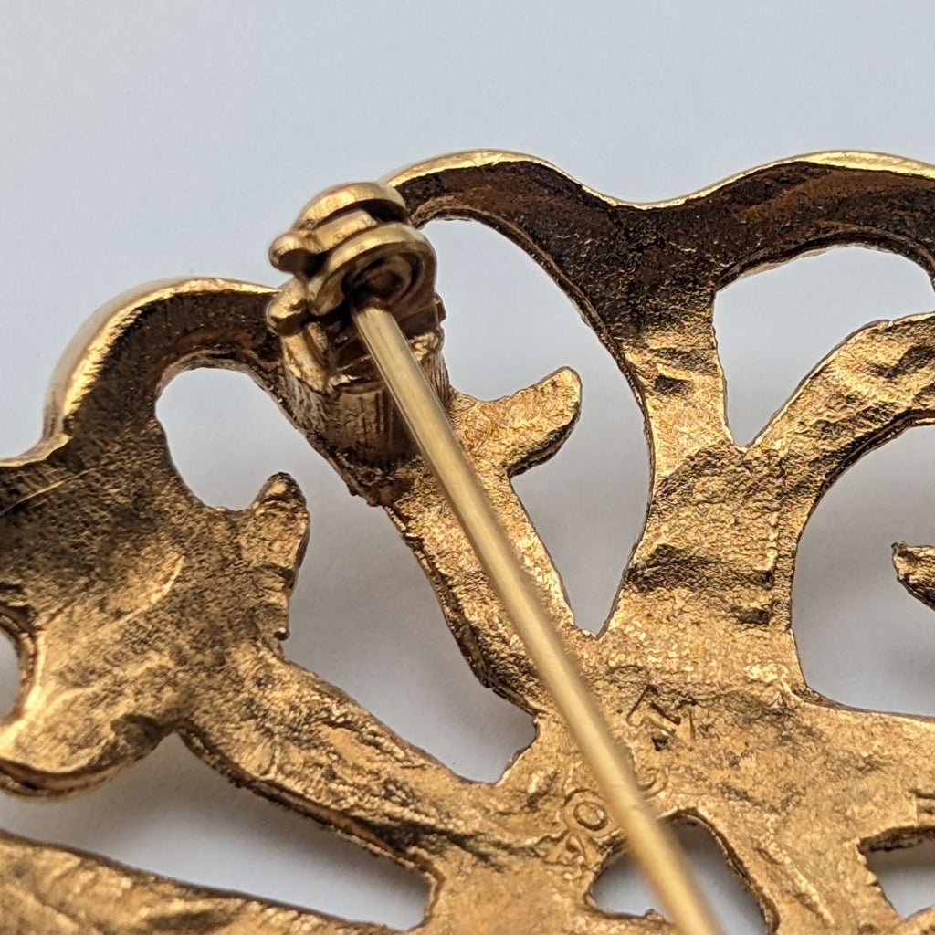 Chanel Brooch CC Logo Gold Vintage Round Thistle 25 — view 5