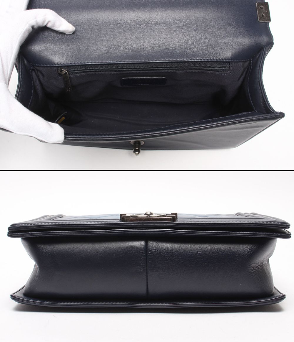 Chanel Chain Shoulder Bag Silver Single Flap Boy 25 — view 3