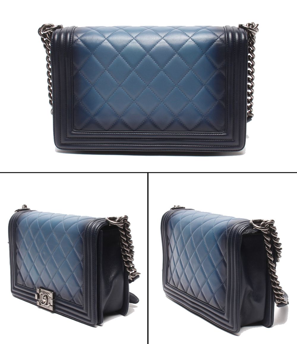Chanel Chain Shoulder Bag Silver Single Flap Boy 25 — view 2