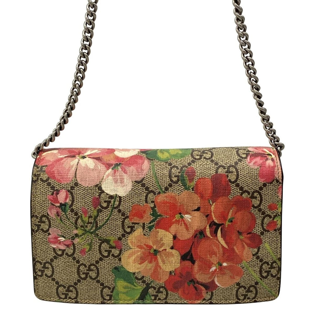 Gucci Shoulder Bag Dionysus GG Blue Mus Beige Pink Multi Floral Chain — view 3