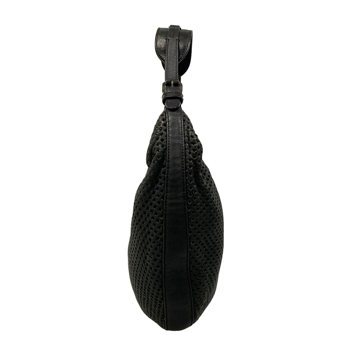 Dior Shoulder Bag Black Perforated Leather — view 2