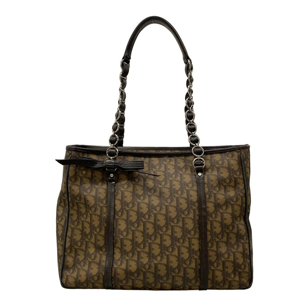 Dior Tote Romantic Trotter Dark Brown Chain Shoulder Leather