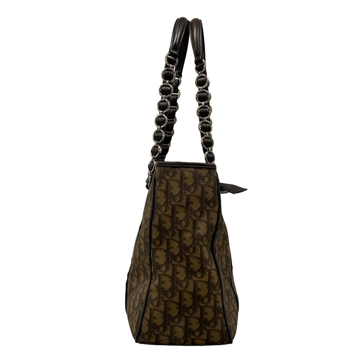 Dior Tote Romantic Trotter Dark Brown Chain Shoulder Leather — view 2