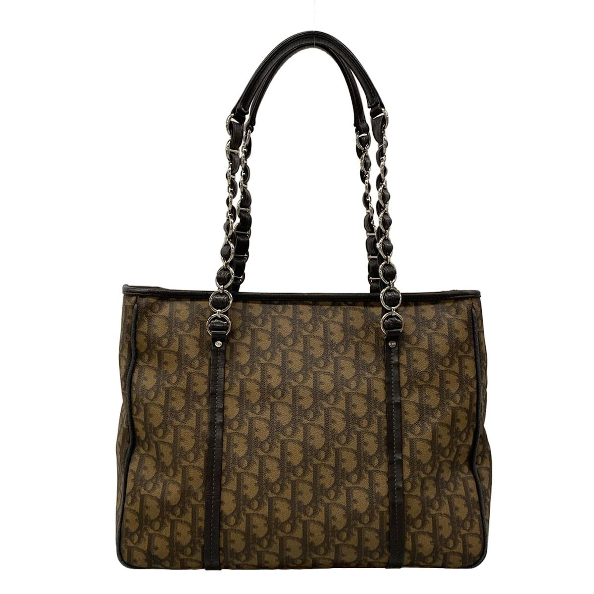 Dior Tote Romantic Trotter Dark Brown Chain Shoulder Leather — view 3