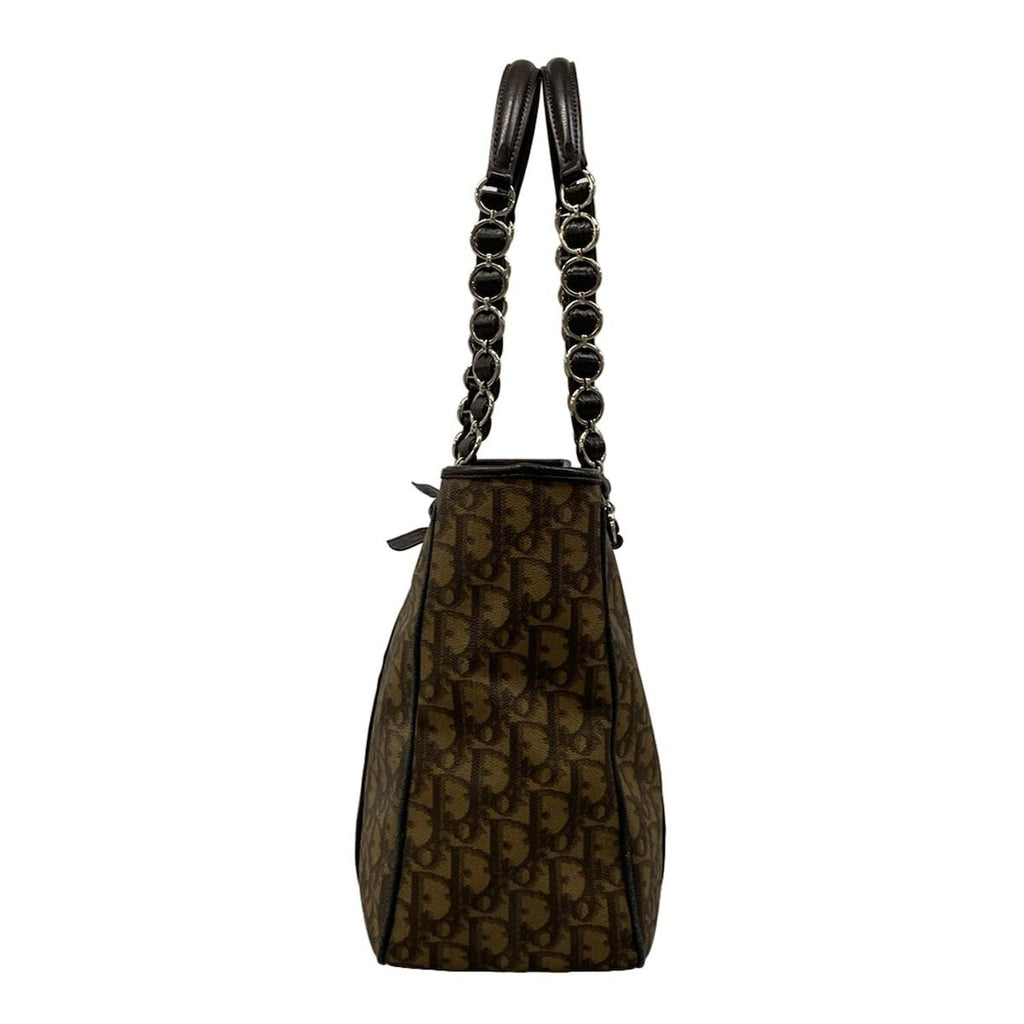 Dior Tote Romantic Trotter Dark Brown Chain Shoulder Leather — view 4
