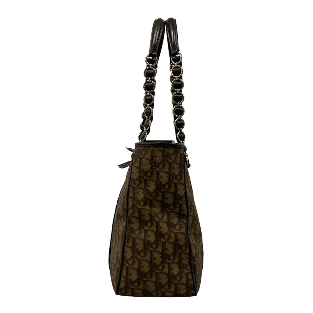 Dior Tote Romantic Trotter Dark Brown Chain Shoulder Leather — view 4