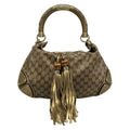 Gucci Handbag Indie Beige Dark Brown Gold Leather