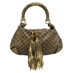 Gucci Handbag Indie Beige Dark Brown Gold Leather