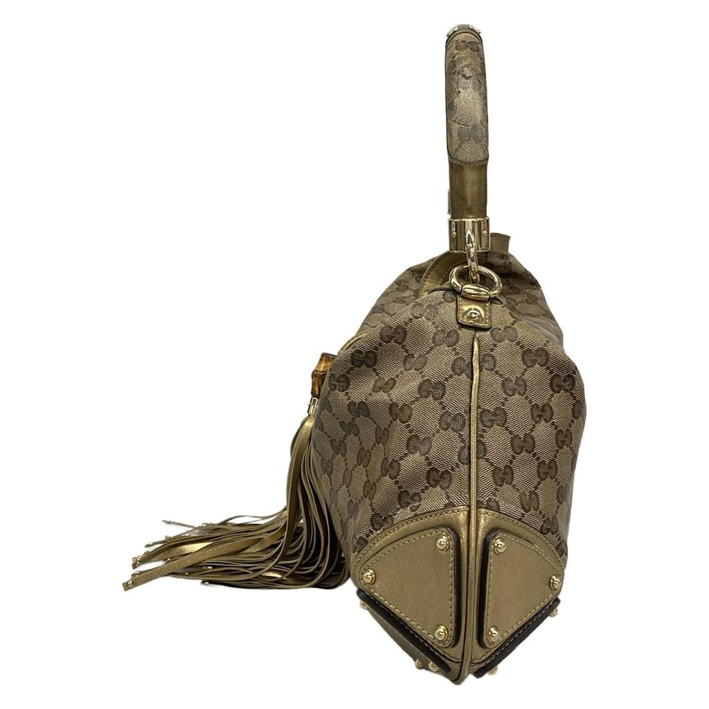 Gucci Handbag Indie Beige Dark Brown Gold Leather — view 4
