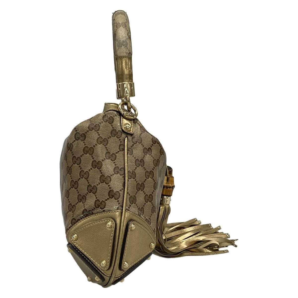 Gucci Handbag Indie Beige Dark Brown Gold Leather — view 2
