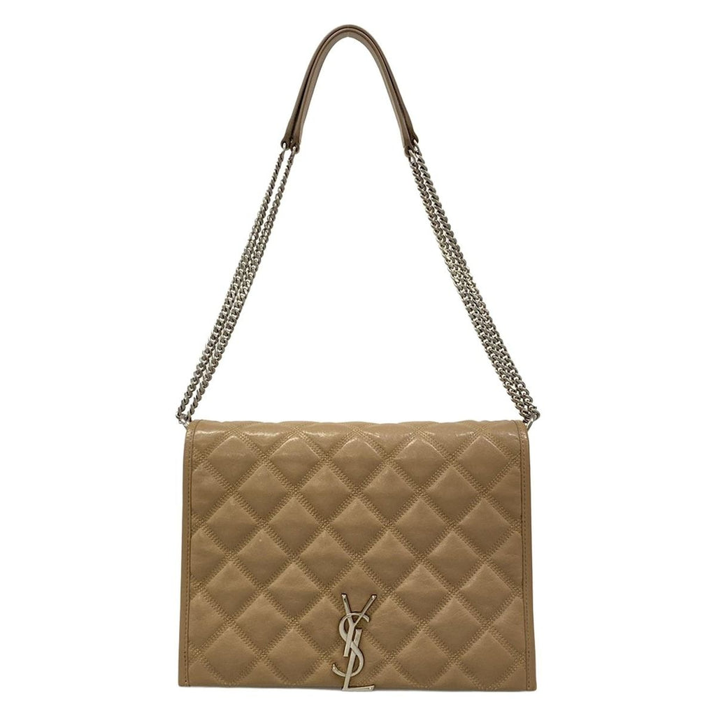 Saint Laurent Paris Shoulder Bag Beige Chain Leather