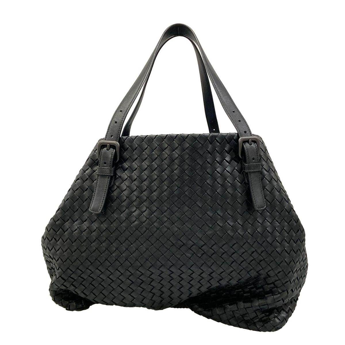 Bottega Veneta Tote Cesta Black Leather
