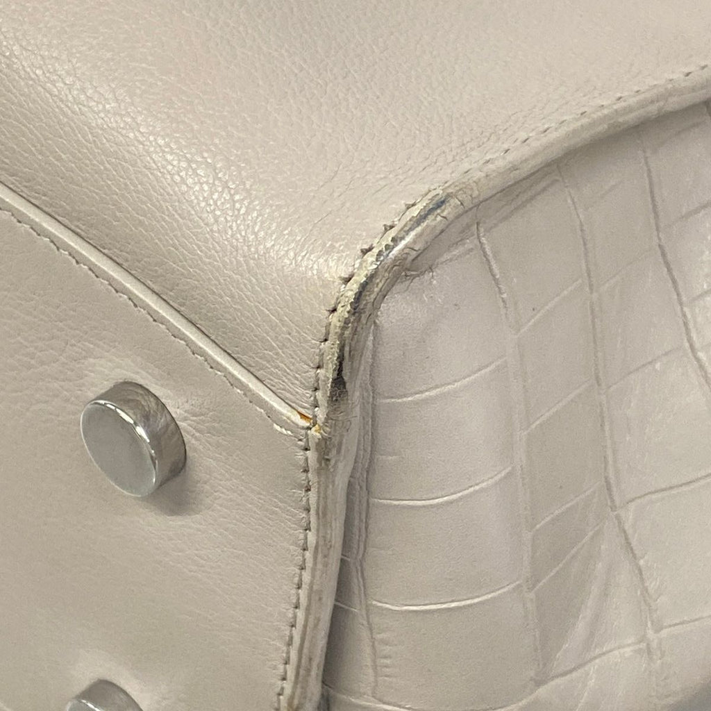 Saint Laurent Paris Handbag Baby Downtown Cabas Light Gray Embossed Leather — view 6