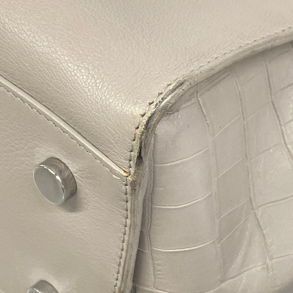 Saint Laurent Paris Handbag Baby Downtown Cabas Light Gray Embossed Leather — view 6