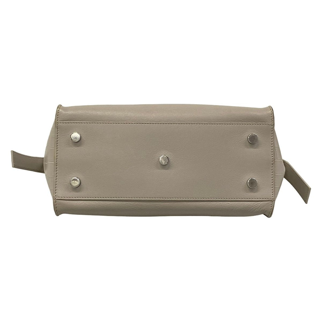 Saint Laurent Paris Handbag Baby Downtown Cabas Light Gray Embossed Leather — view 5