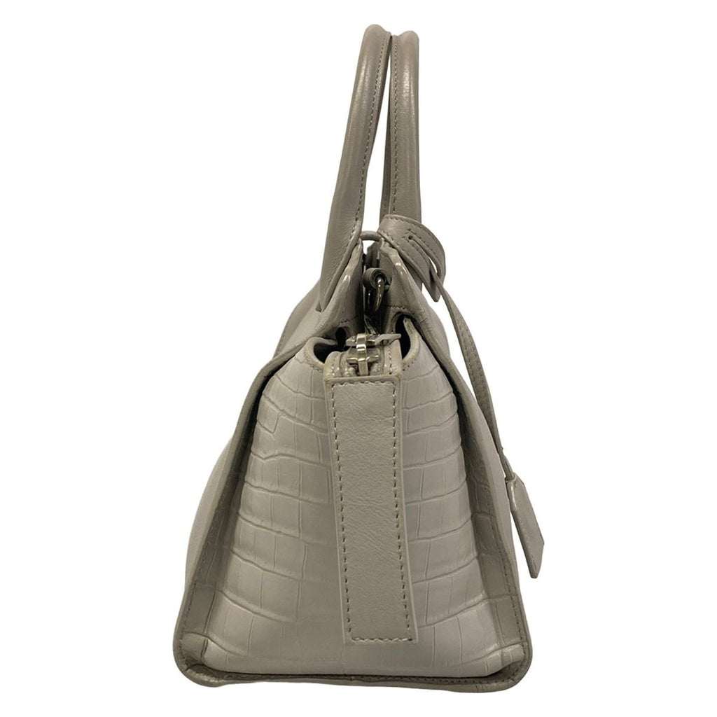 Saint Laurent Paris Handbag Baby Downtown Cabas Light Gray Embossed Leather — view 2