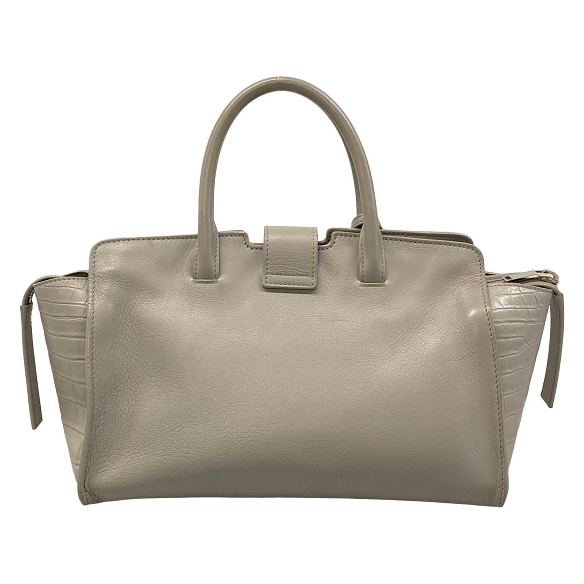 Saint Laurent Paris Handbag Baby Downtown Cabas Light Gray Embossed Leather — view 3