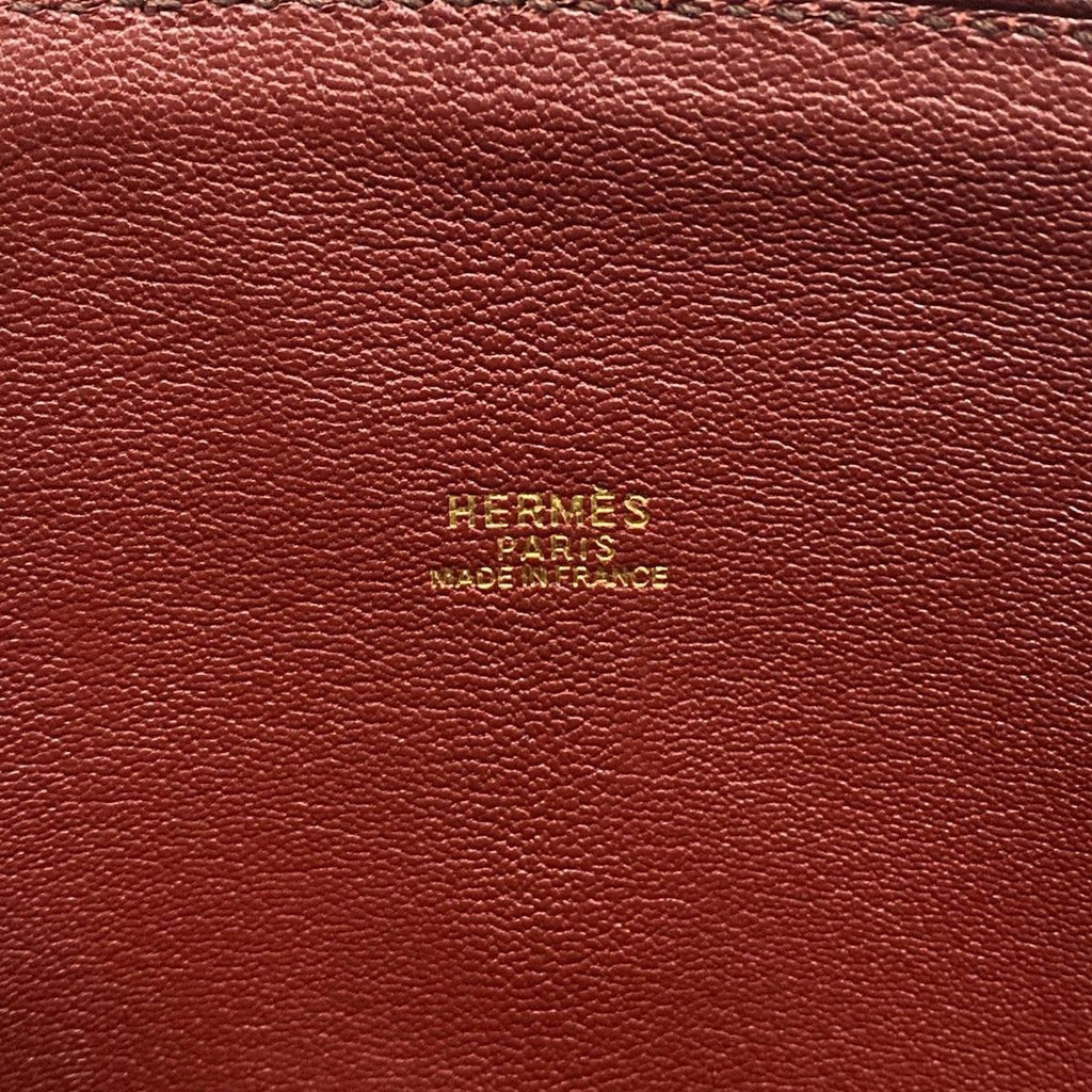 Hermes Handbag Escapade Ivory Rouge Ash Gold Leather — view 9