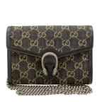 Gucci Wallet Dionysus GG Pattern Black Beige Chain Strap Removable Leather