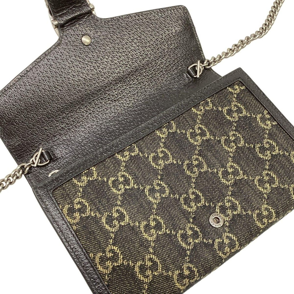 Gucci Wallet Dionysus GG Pattern Black Beige Chain Strap Removable Leather — view 3