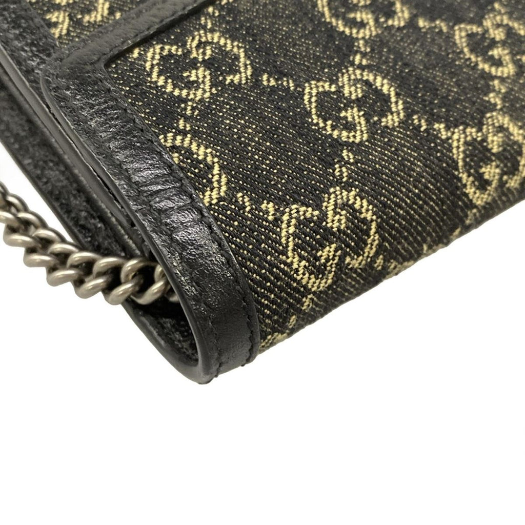 Gucci Wallet Dionysus GG Pattern Black Beige Chain Strap Removable Leather — view 8