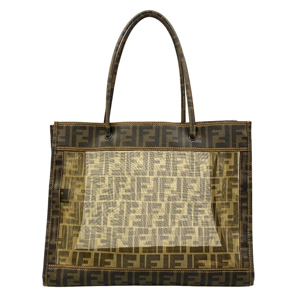 Fendi Tote Zucca Pattern Dark Brown Light Mesh — view 3