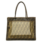 Fendi Tote Zucca Pattern Dark Brown Light Mesh — view 3