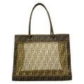 Fendi Tote Zucca Pattern Dark Brown Light Mesh